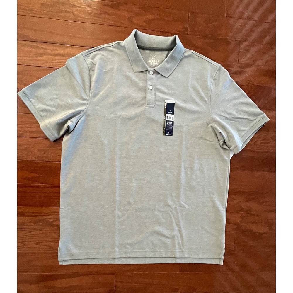 GEORGE Men's Size XL (46-48) Pique Polo Shirt Casual NEW‎ Heather Grey
